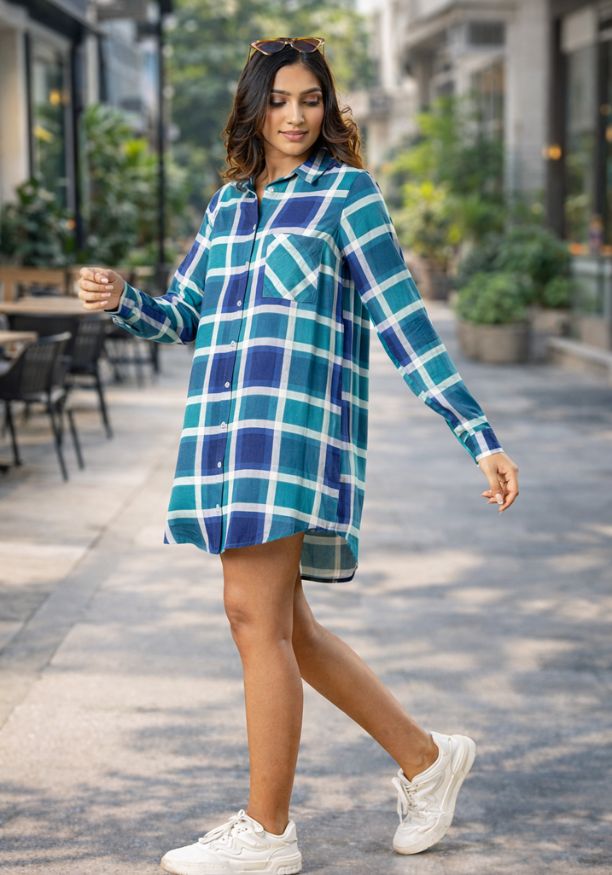 OCTAVIA LONG SLEEVE BLUE SHIRT